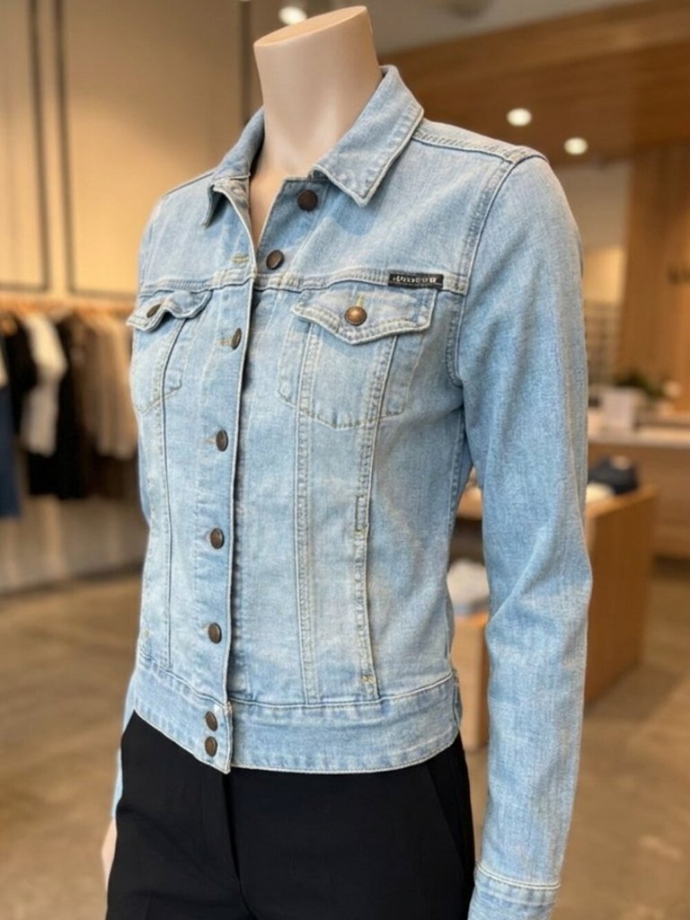 Lucky Brand Light Wash Denim Jacket Fitted Button Front Size S